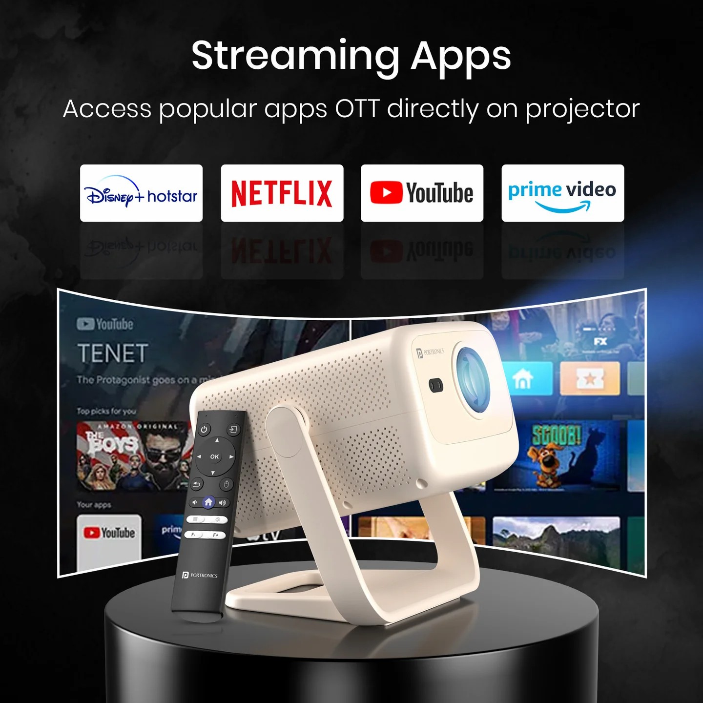 portronics beem 480 smart bluetooth projector with speaker 1440x - Image 4